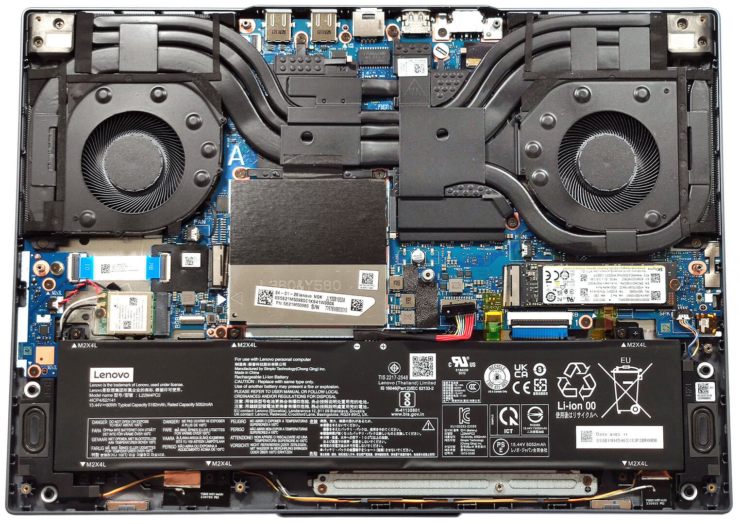 Internal Photo of Lenovo Legion Slim 5 16IRH8, Legion Slim 5 16APH8, Legion Slim 5 16AHP9, Legion Slim 5 16AHP9, gray backlit US keyboard (legion slim 5 16ahp9)